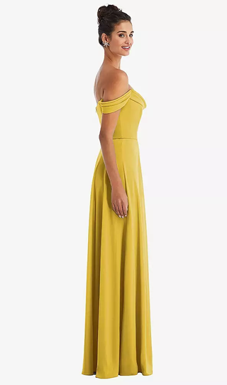 Off Shoulder Draped Neckline Gown