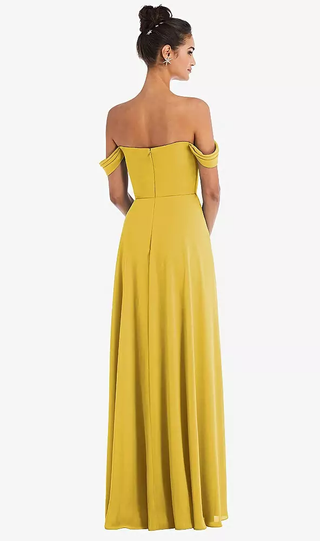 Off Shoulder Draped Neckline Gown