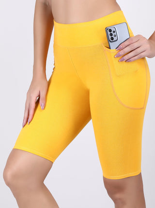 Adorna Shapparel Cycling Shorts for women with Thigh Shaping - Golden Yellow