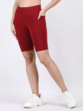 Adorna Shapparel Cycling Shorts for women with Tummy & Thigh Shaping - Maroon