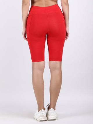 Adorna Shapparel Mid-Thigh Length Cycling Shorts for women - Bloody Red
