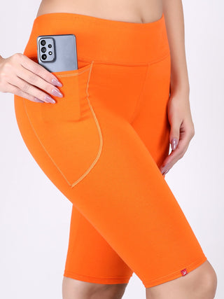 Adorna Shapparel Cycling Shorts for women with Thigh Shaping - Kesari Orange