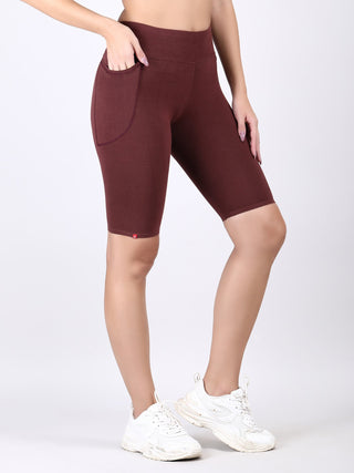 Adorna Shapparel Mid-Thigh Length Cycling Shorts for women - Coffee Brown