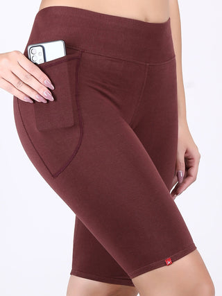 Adorna Shapparel Mid-Thigh Length Cycling Shorts for women - Coffee Brown