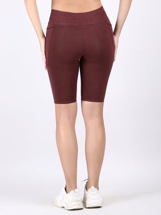 Adorna Shapparel Mid-Thigh Length Cycling Shorts for women - Coffee Brown