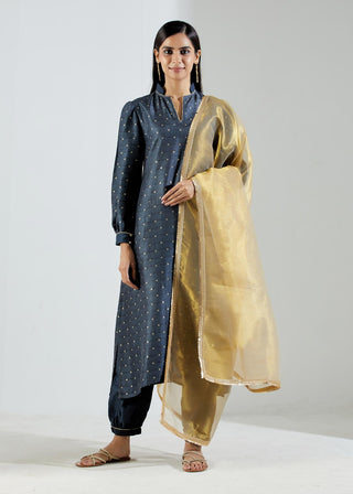 Grey Booti Polaris Kurta with Salwar and Dupatta (Set of 3)
