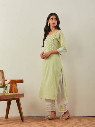 Green Plain Rooh Straight Kurta