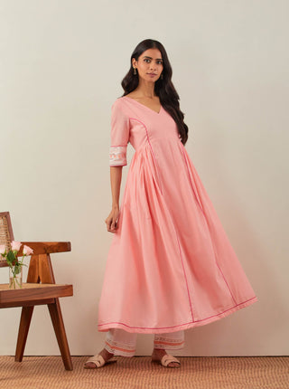 Peach Plain Markab Anarkali Kurta 