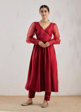Red Electra Kurta with Pant (Set of 2)