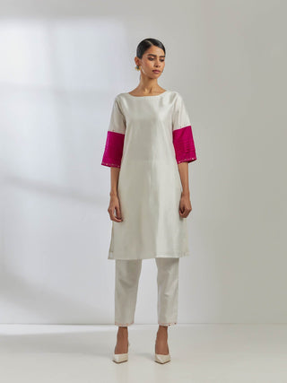 White Raw Silk Jenifer Kurta