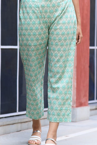 green block printed pants