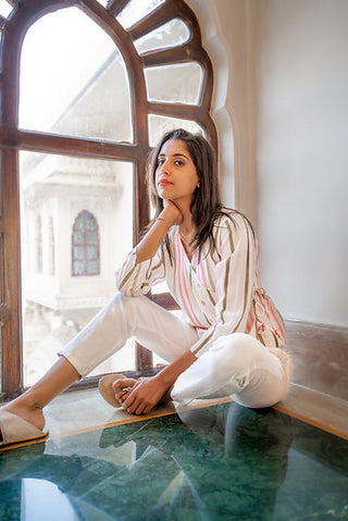 Striped angrakha top