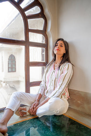 Striped angrakha top