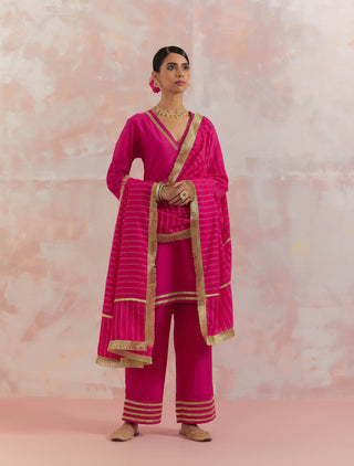 Pink Kali Short Kurta Front Full View