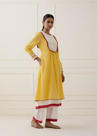 Yellow Zaid Kurta Set (Set of 2) Right View