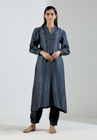 Grey Booti Polaris Kurta with Salwar and Dupatta (Set of 3) Front View