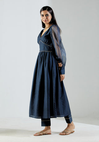 Grey Electra Kurta Dress with Pant (Set of 2) Left View