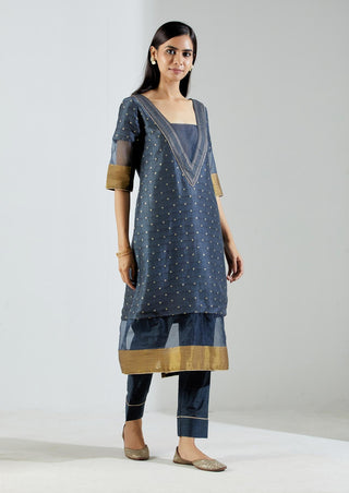 Grey Vega kurta with Pant (Set of 2) Full View