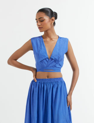Blue Bonita Crop Top Front View