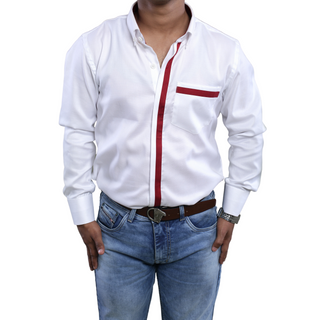 Mother of Pearl Button Formal White Shirt by WearVega.