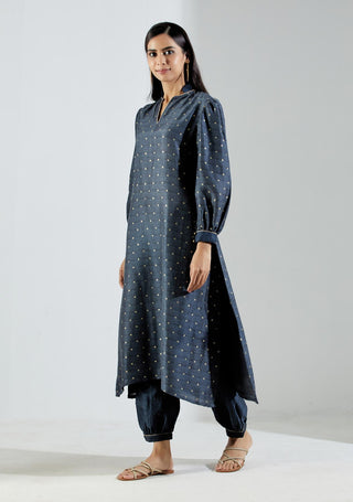 Grey Booti Polaris Kurta with Salwar and Dupatta (Set of 3) Left View