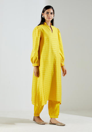 Yellow Polaris Kurta with Salwar and Dupatta (Set of 3) Right View
