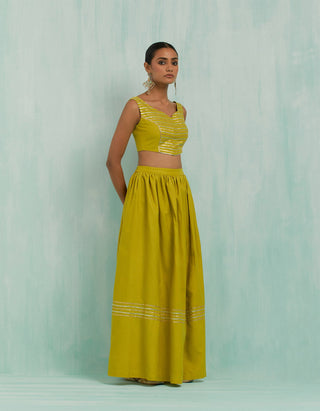 Lemon Green Niyaaz Lehenga (Set Of 2)