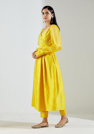 Yellow Electra Kurta Dress with Pant (Set of 2) Left Side View
