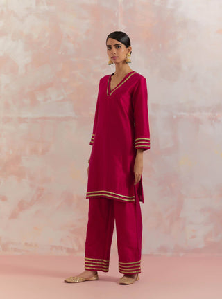 Red Kali Short Kurta Left Side View