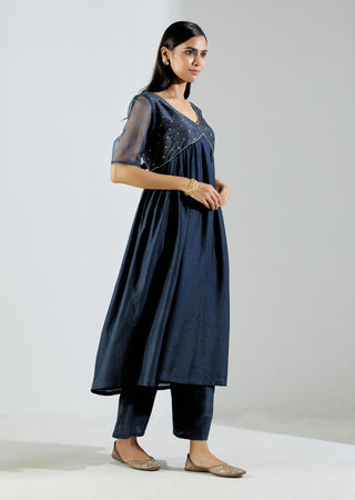 Grey Meissa Kurta Dress with Pant and dupatta (Set of 3) Right View