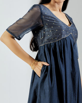 Grey Meissa Kurta Dress with Pant and dupatta (Set of 3) Right Close View