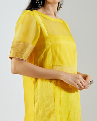 Yellow Rukbat Kurta Set (Set of 2) Close View