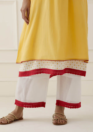 Yellow Zaid Kurta Set (Set of 2) Bottom View