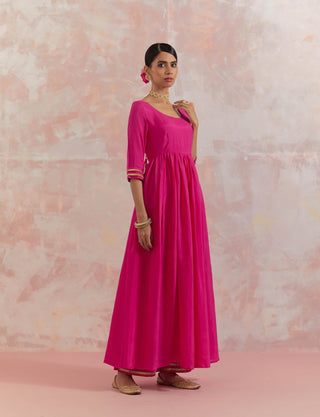 Pink Afreen Gathered Anarkali Kurta Right View