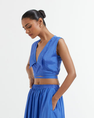 Blue Bonita Crop Top Left View