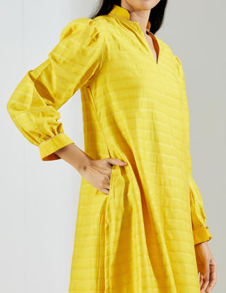 Yellow Polaris Kurta with Salwar and Dupatta (Set of 3) Right Close View