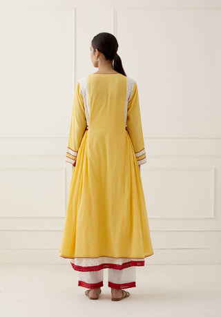 Yellow Saba Kurta Set (Set of 2) Back View