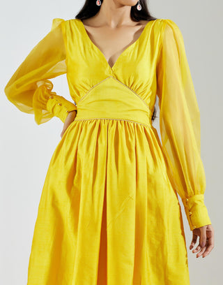 Yellow Electra Kurta Dress with Pant (Set of 2) Front Zoomed View