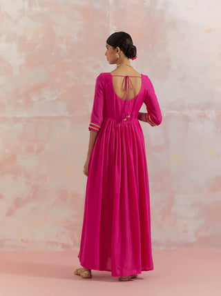 Pink Afreen Gathered Anarkali Kurta Back view