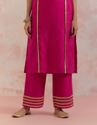 Pink Rukbat Kurta With Pant (Set Of 2) Bottom View