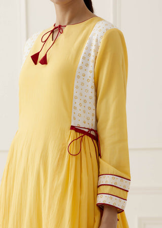Yellow Saba Kurta Set (Set of 2) Close View
