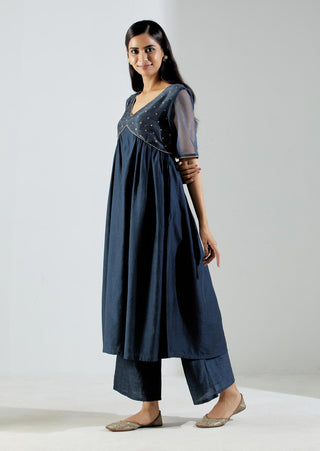 Grey Meissa Kurta Dress with Pant and dupatta (Set of 3) Left View