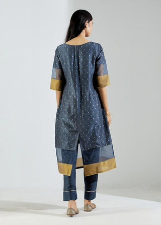 Grey Vega kurta with Pant (Set of 2) Back View