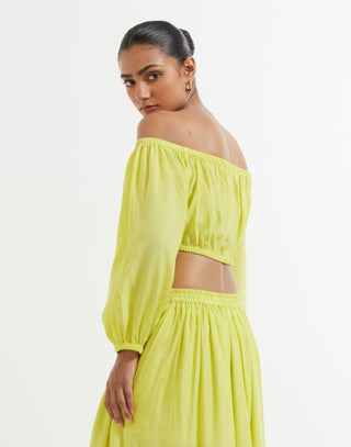 Yellow Abel Crop Top Back Left Side View