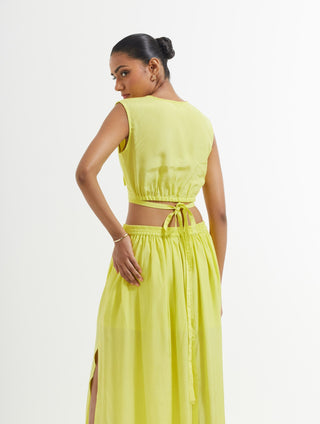 Yellow Bonita Crop Top Back side Full View