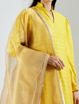 Yellow Polaris Kurta with Salwar and Dupatta (Set of 3) Dupatta View