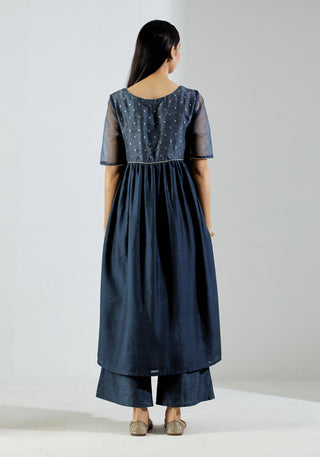 Grey Meissa Kurta Dress with Pant and dupatta (Set of 3) Back View