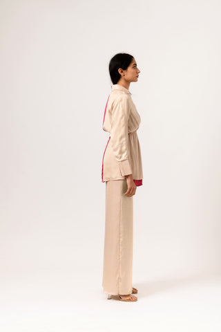 Ecru Wine Full Sleeves Blouse right view