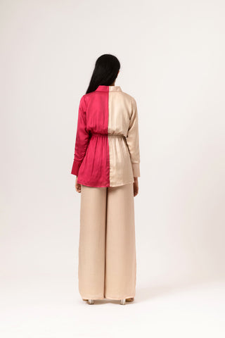 Ecru Wine Full Sleeves Blouse back view