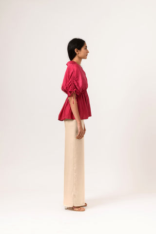 Ecru Wine Half Blouse right view